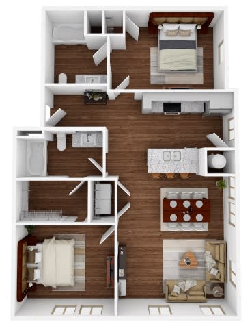 2 bedroom 2 bath B at Lakeland Town Square Apartments, Lakeland, TN