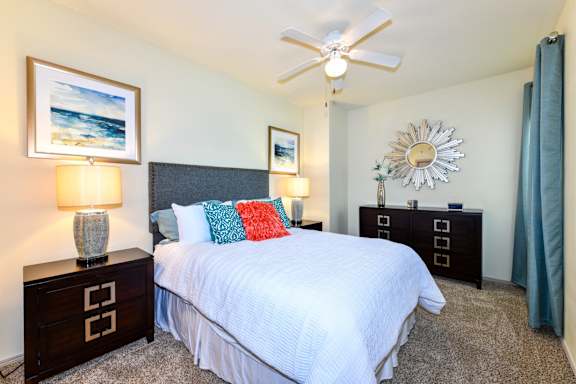 Bedroom With Ceiling Fan at Park at Forest Hill, Tennessee