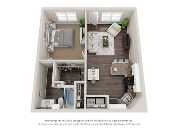 1 Bedroom 1 Bath Floor Plan at Park at Forest Hill, Memphis, TN 38125