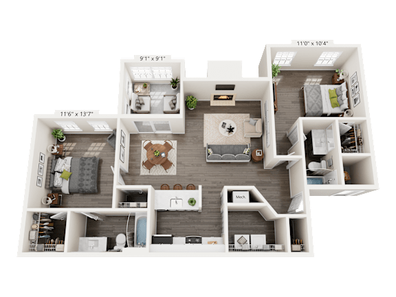 2 Bed 2 Bath Floorplan B at Station Heights, Alpharetta, GA