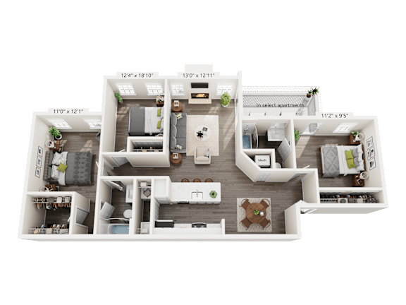 3 Bed 2 Bath Floorplan C at Station Heights, Alpharetta Georgia