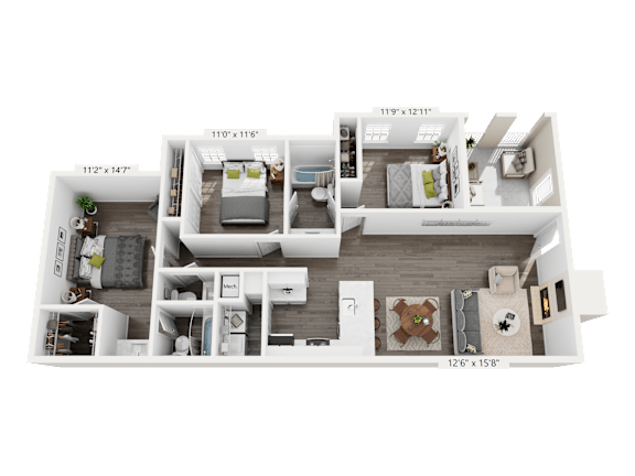 3 Bed 2 Bath Floorplan B at Station Heights, Alpharetta