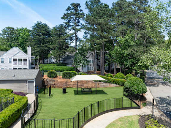 Beautiful park with a bench at Station Heights, Alpharetta, GA 30022