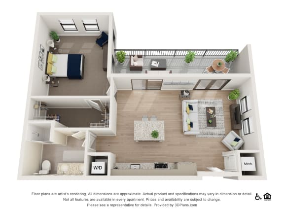 1D Floor Plan at The Baxly, Savannah, Georgia