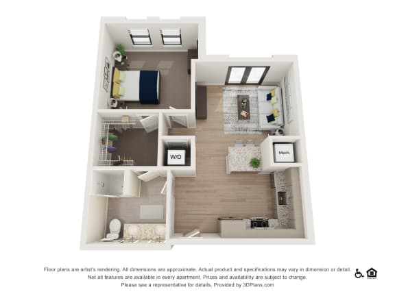 1T Floor Plan at The Baxly, Savannah, Georgia