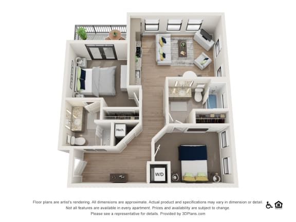 2R Floor Plan at The Baxly, Savannah, GA, 31401