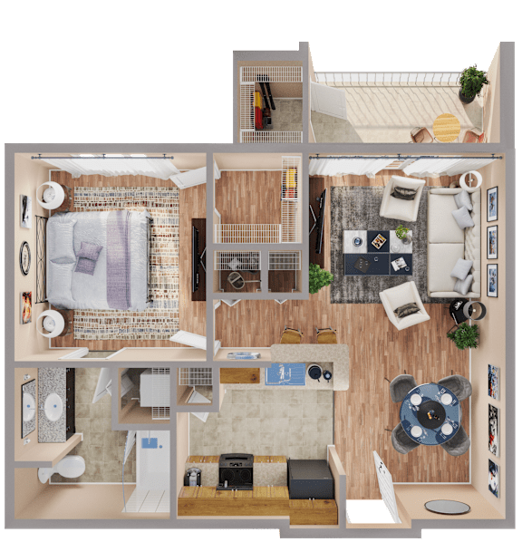 Floor Plan  1 bed 1 bath at The Fenwick Apartments, Humble, TX, 77396