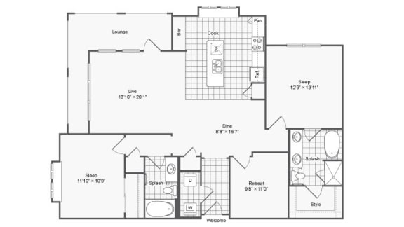 2 bed 2 bath G at The Hendrix, Atlanta, GA, 30329