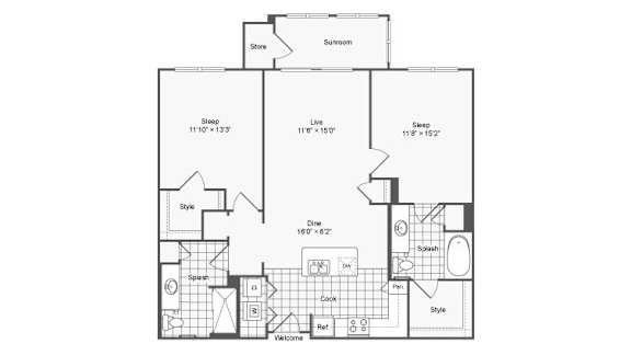 2 bed 2 bath A at The Hendrix, Atlanta, GA, 30329