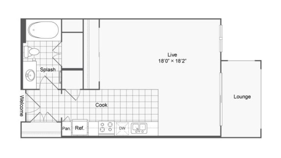 Floor Plan  Studio 1 bath&#xA0;at The Hendrix, Atlanta, GA, 30329