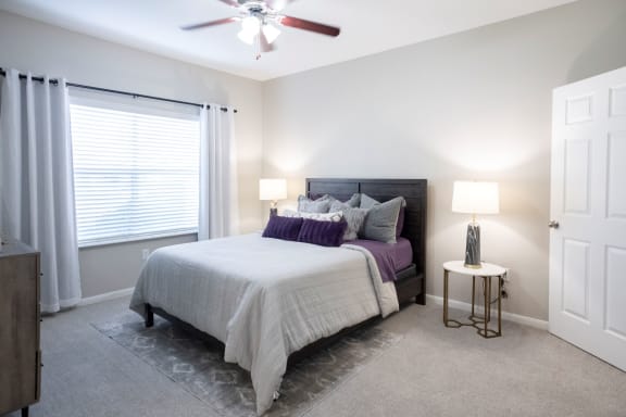Spacious Bedroom with Ceiling Fan  located at Retreat at Steeplechase in Houston, TX 77065