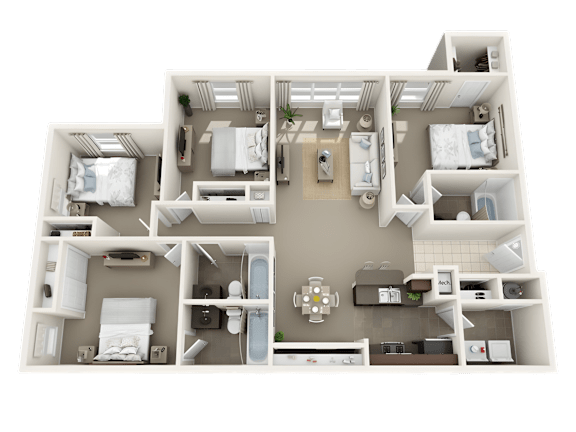 D1 Floor Plan at The Dawson Cartersville Apartments, Cartersville, 30121
