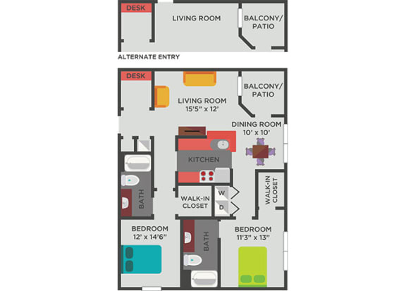 B2F Floor Plan at The Shallowford, Chattanooga