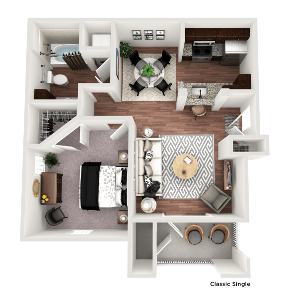 Floor Plan  1 bed 1 bath A at The Villa at River Pointe, Maumelle