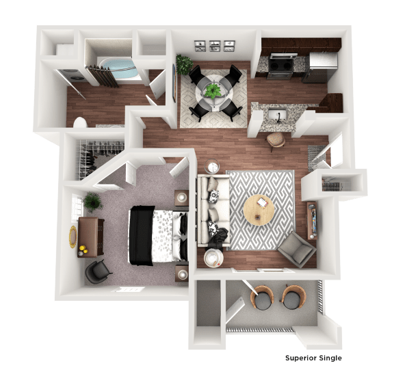 Floor Plan  1 bed 1 bath B at The Villa at River Pointe, Maumelle, 72213