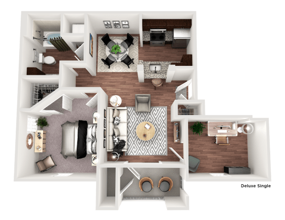Floor Plan  1 bed 1 bath D at The Villa at River Pointe, Maumelle, Arkansas