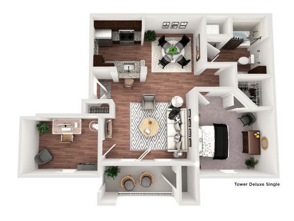 Floor Plan  1 bed 1 bath E at The Villa at River Pointe, Arkansas, 72213
