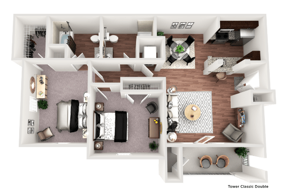Floor Plan  2 bed 2 bath B at The Villa at River Pointe, Maumelle, 72213