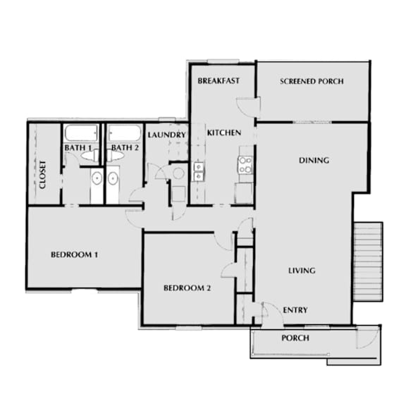 Floor Plan  Pine Floor Plan at Villas on Briarcliff, Georgia, 30329