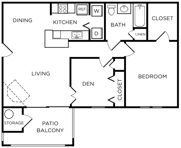 1C floorplan, 1 bed 1 bath,  Westbury Mews, Summerville SC 29485