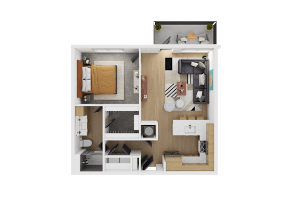 Floor Plan  Unit 1D Floor Plan at The Westerly at Union Depot Apartments, Bartlett, TN