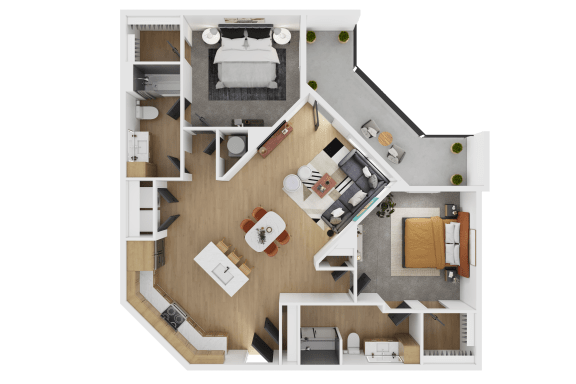 a floor plan of a house with a bedroom and a living room