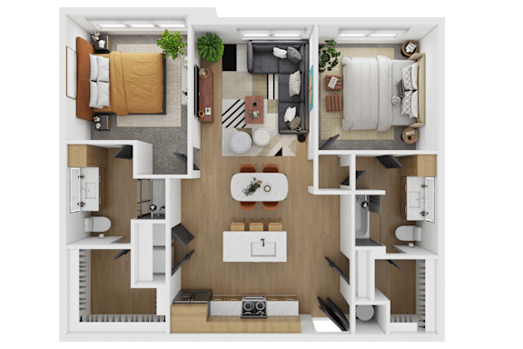 Floor Plan  Unit 2F Floor Plan at The Westerly at Union Depot Apartments, Bartlett, TN