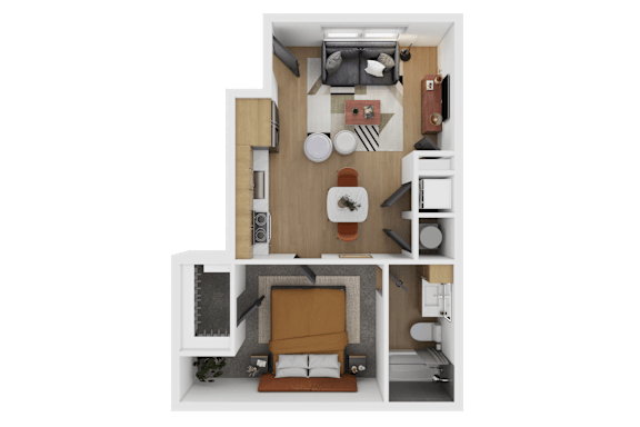 Studio Floor Plan at The Westerly at Union Depot Apartments, Tennessee