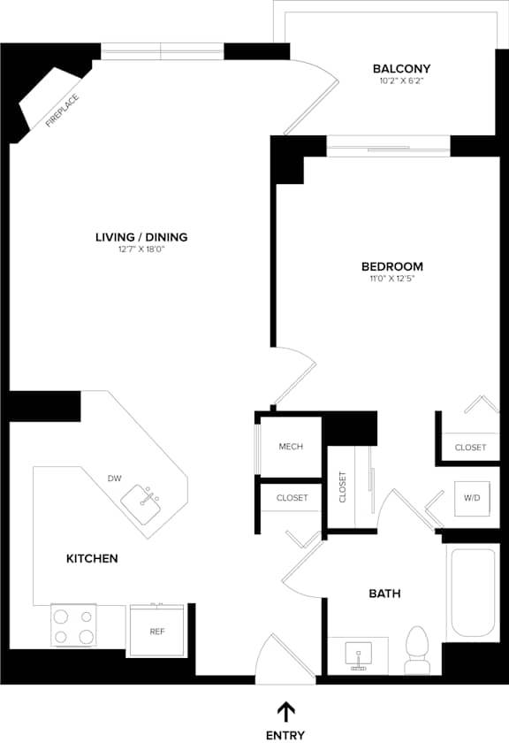 A black and white image of a floor plan for a home.