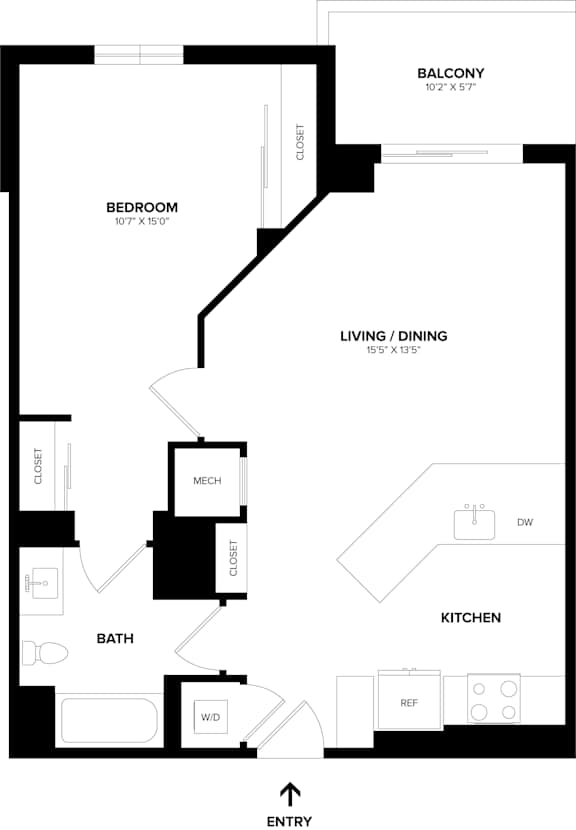 A black and white image of a floor plan for a home.