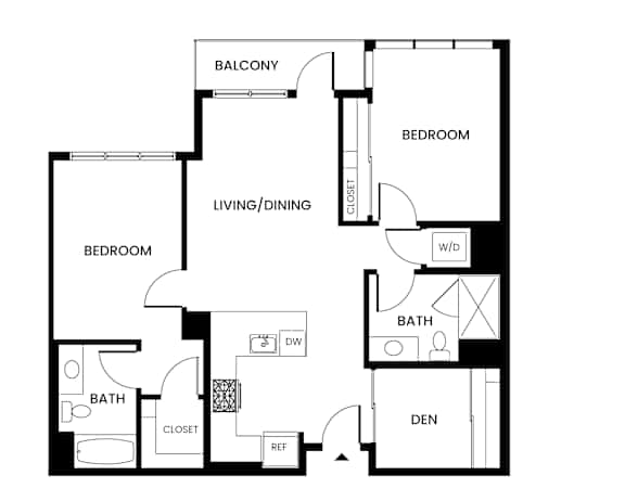 A black and white image of a floor plan for a home.