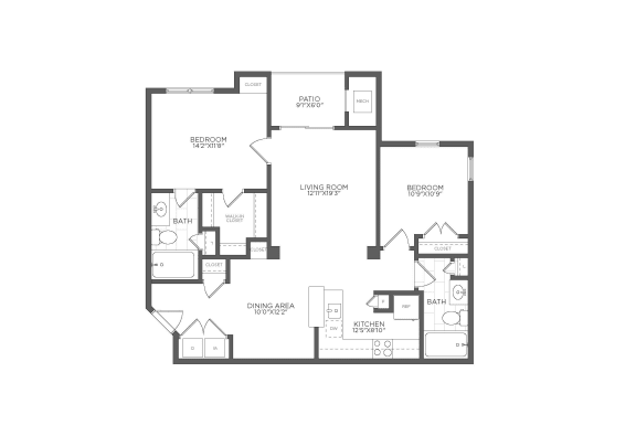 Floor Plan  the apartments floor plan 1 bedroom 1199 sq ft