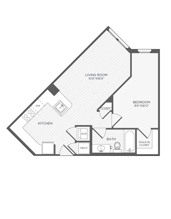 a floor plan of a 1 bedroom floor plan