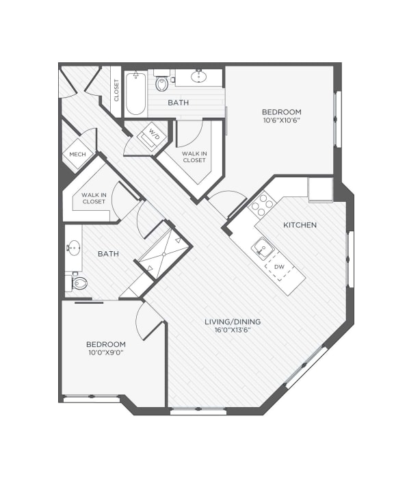 a floor plan of a bedroom floor plan with an open floor