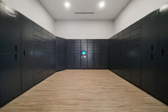 Amazon Hub Package Lockers at The Brick of Hackensack, Hackensack, New Jersey