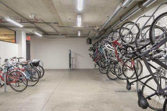 Bike storage room filled with bikes