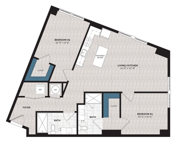 a floor plan of a 1 bedroom apartment