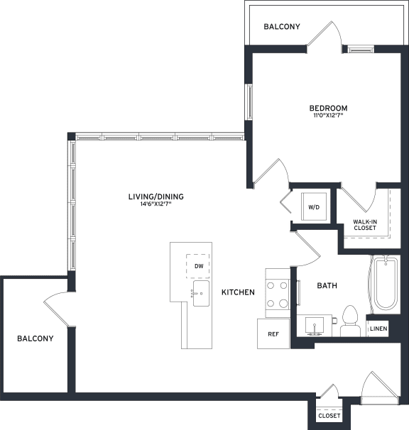 a floor plan of a house with a bedroom and a living room