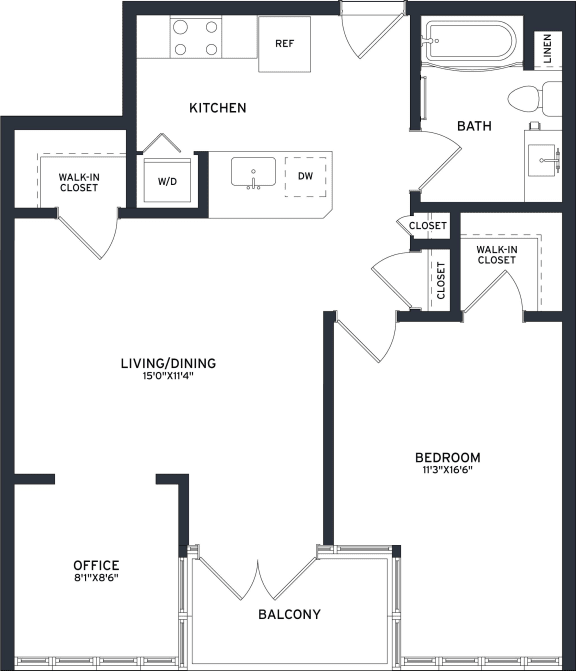 a floor plan of a house with a bedroom and a living room