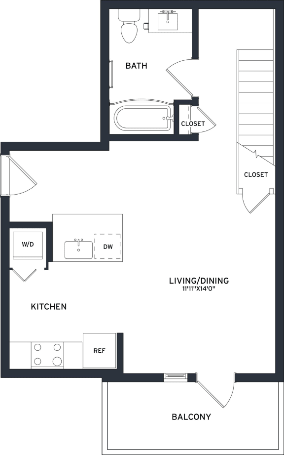 a floor plan of a house with a bedroom and a living room