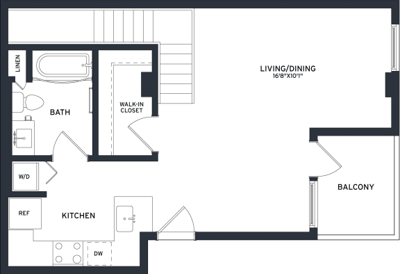 a floor plan of a house with a bedroom and a living room