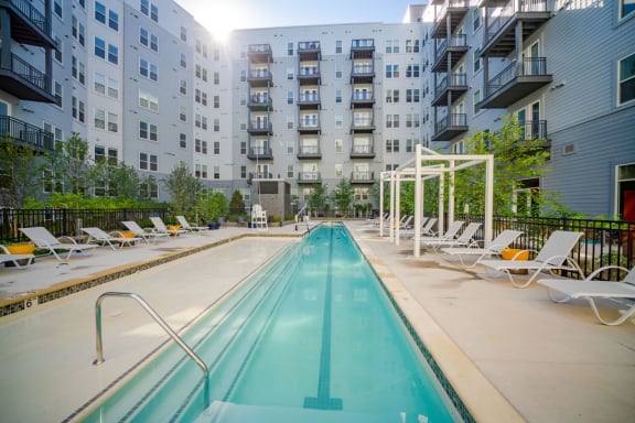 the swimming pool at the apartments for rent