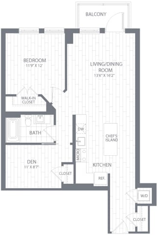 a floor plan of a bedroom apartment