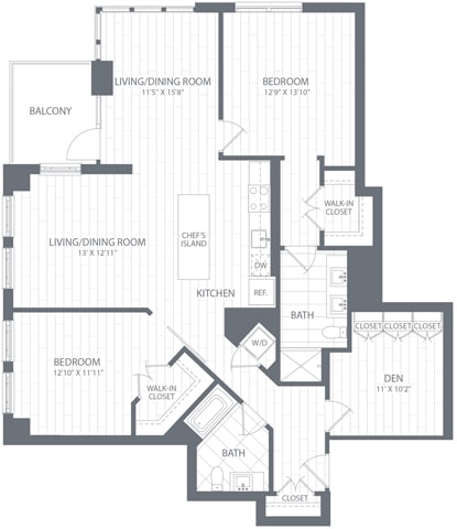 a floor plan of a bedroom apartment