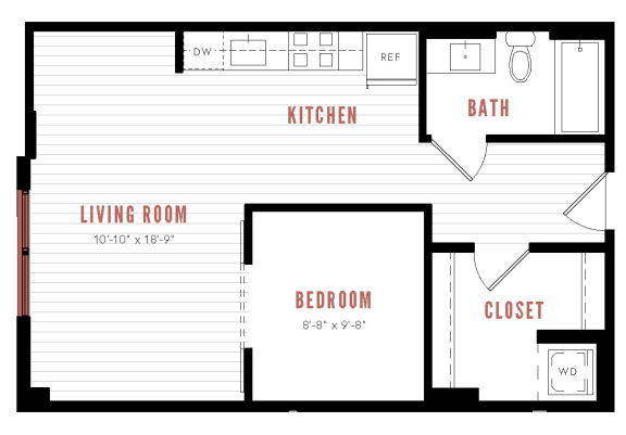 a floor plan of a bedroom floor plan with a bathroom and a closet