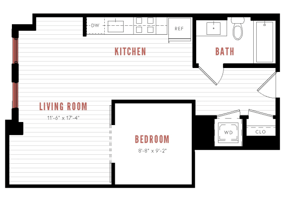 a floor plan of a bedroom floor plan with a bathroom and a living room