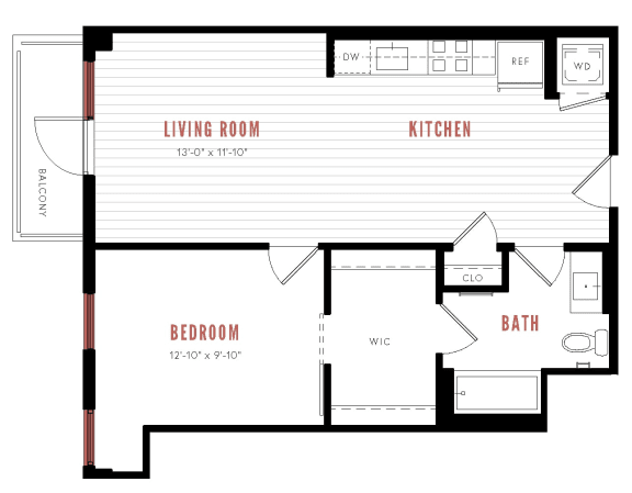 a floor plan of a bedroom floor plan with a bathroom and a living room