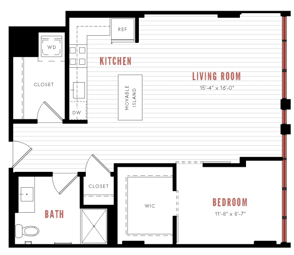 a floor plan of a room with a bathroom and a bedroom