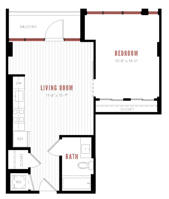 a floor plan of a house with a bedroom and a bathroom