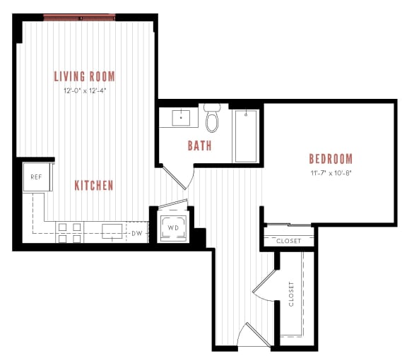 a floor plan of a house with a bedroom and a bathroom